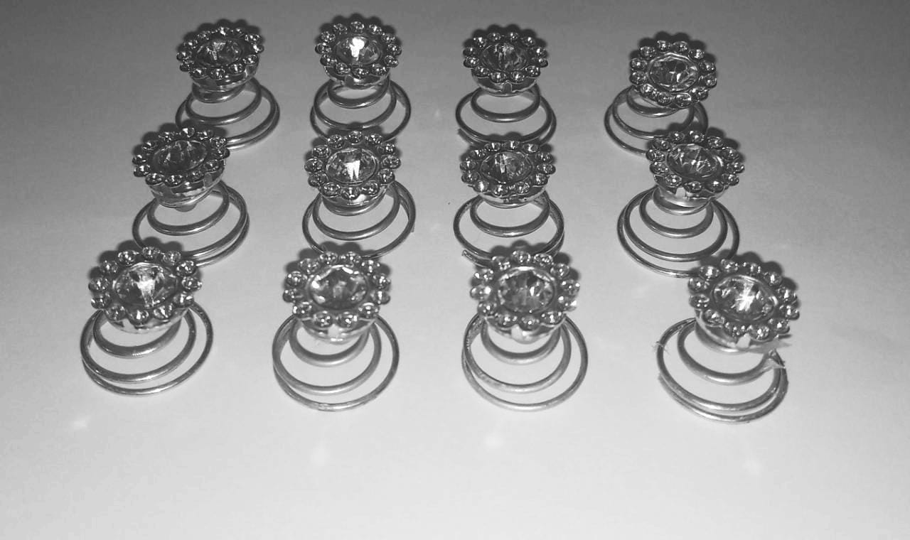 12x Wedding Bridal Hair Pins Rhinestone Twists Coil Flower Swirl Spiral  Hairpins