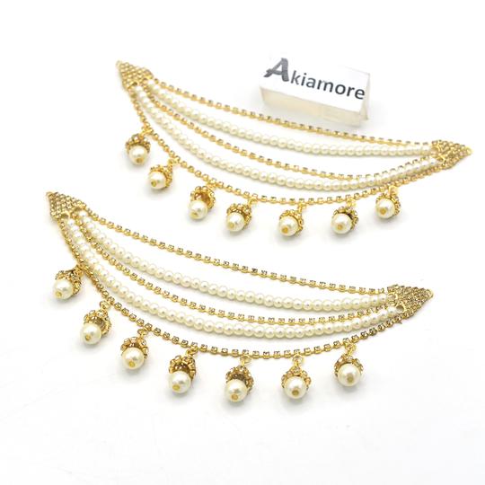 2021 Indian Jewelry Sahara Earring link Headdress Women Antique Gold Pearl Tassel Earrings With Long Sahara Chain egfrcrb9g-1