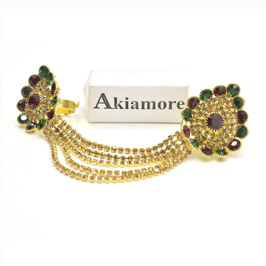 New Arrival Fashion Golden With Mahroon Green Opening Ring for Women  fgfrmgf1c-1