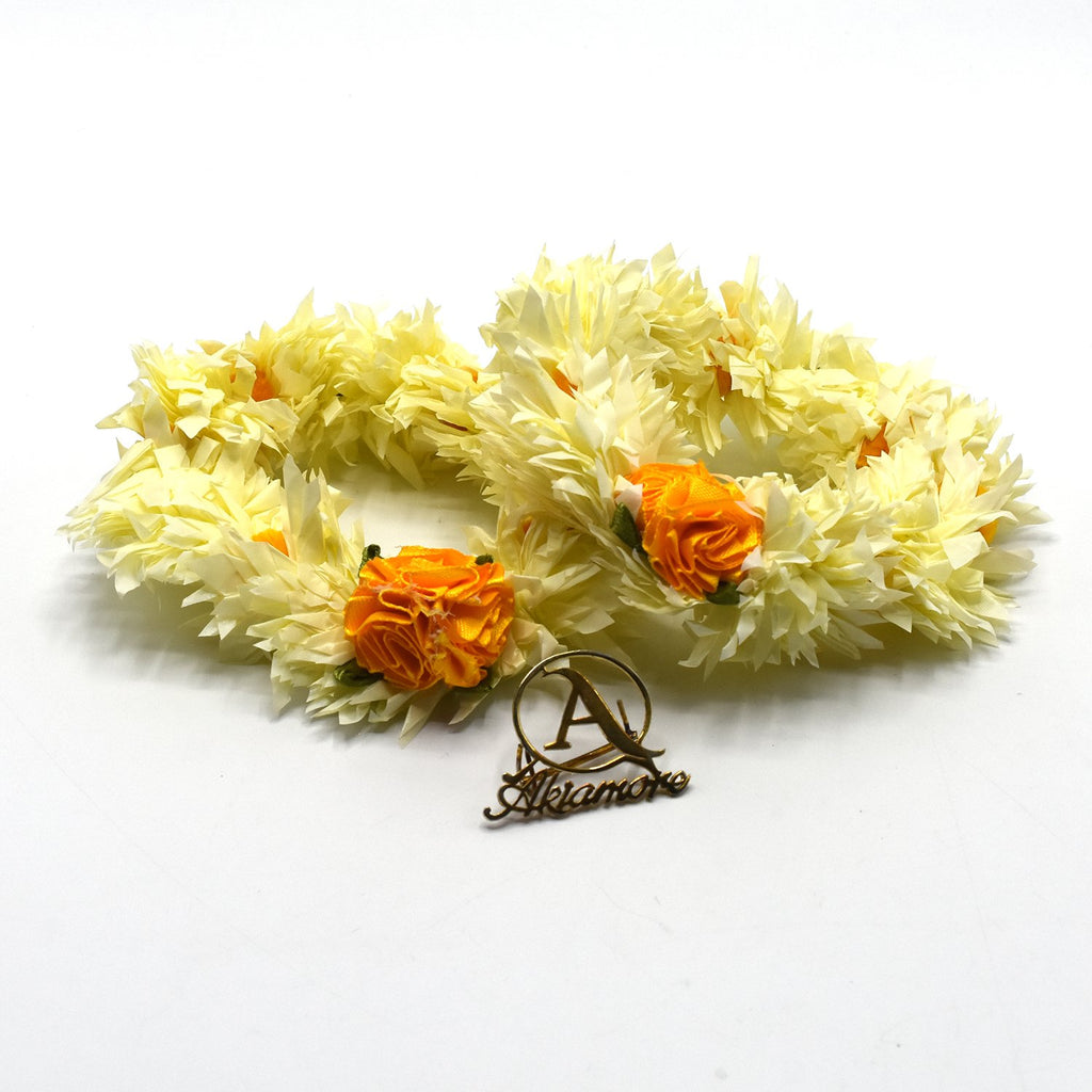 Artificial Gajra Flower kangan for Wedding Jewellery White with Orange  Flower knfrywe3c-1