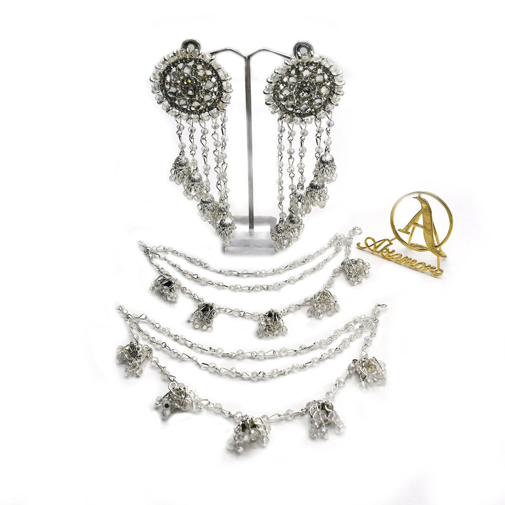 Silver White Pearl Bahubali Jhumki/Jhumka Earrings For Girls and Women egfrsrb5j-1