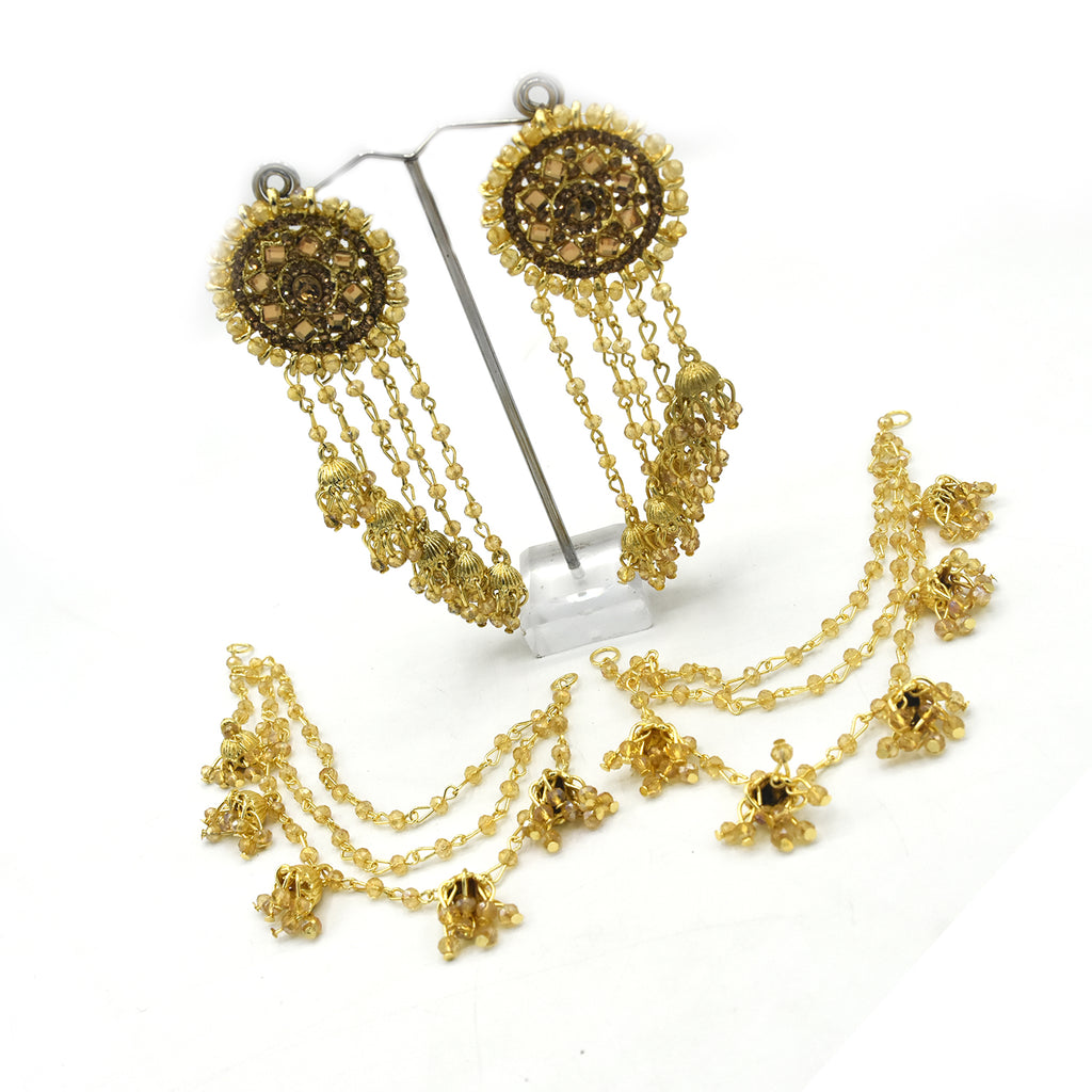 MANATH Gold Bahubali Jhumki Earrings with 5 Jhumka in Ear Chain for Women :  Amazon.in: Fashion
