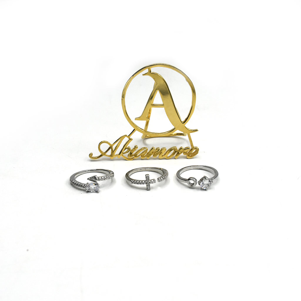 3 Pcs/Set Silver 2020 new set zircon circle opening ring women ring Fashion Party Wedding Ring jewelry