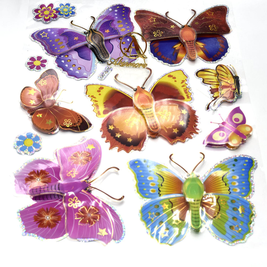 Pack of 8 7d muti &colorful butterflies
