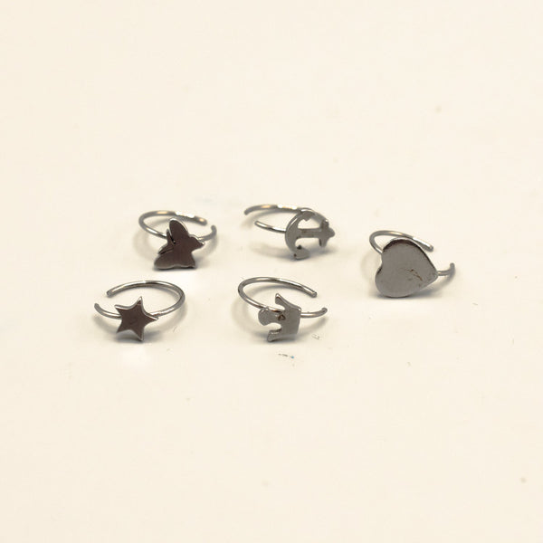 BOG-5PCS Surgical Steel Star Nose Ring Hoops Ear Cartilage Open Hoop Ring