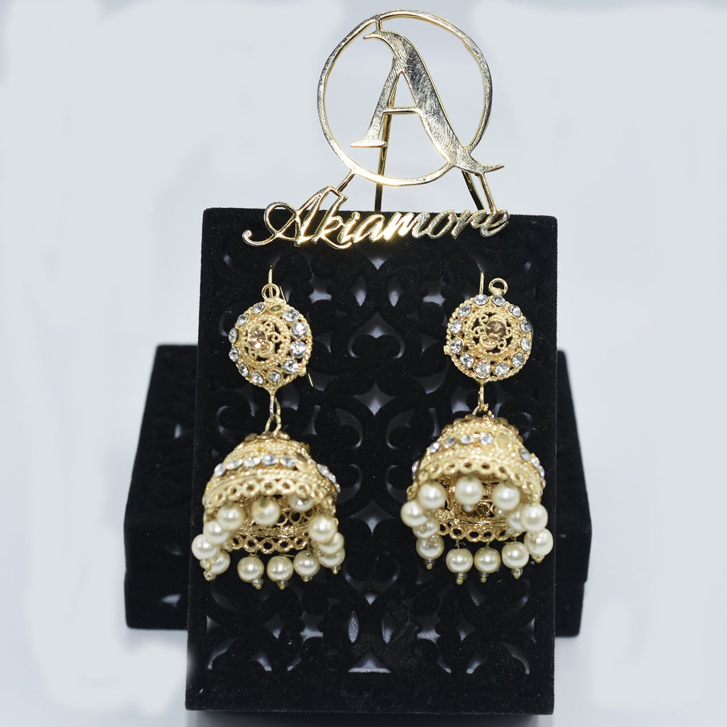 Golden Jhumki Style Eearring with pearl egfrpdb5a-3