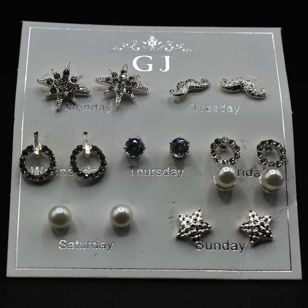 Silver One Week Pearl Earrings Set SimpleStud Earrings For Women 7 Pairs/set Fashion Jewelry Gifts egfrsrc1a-1