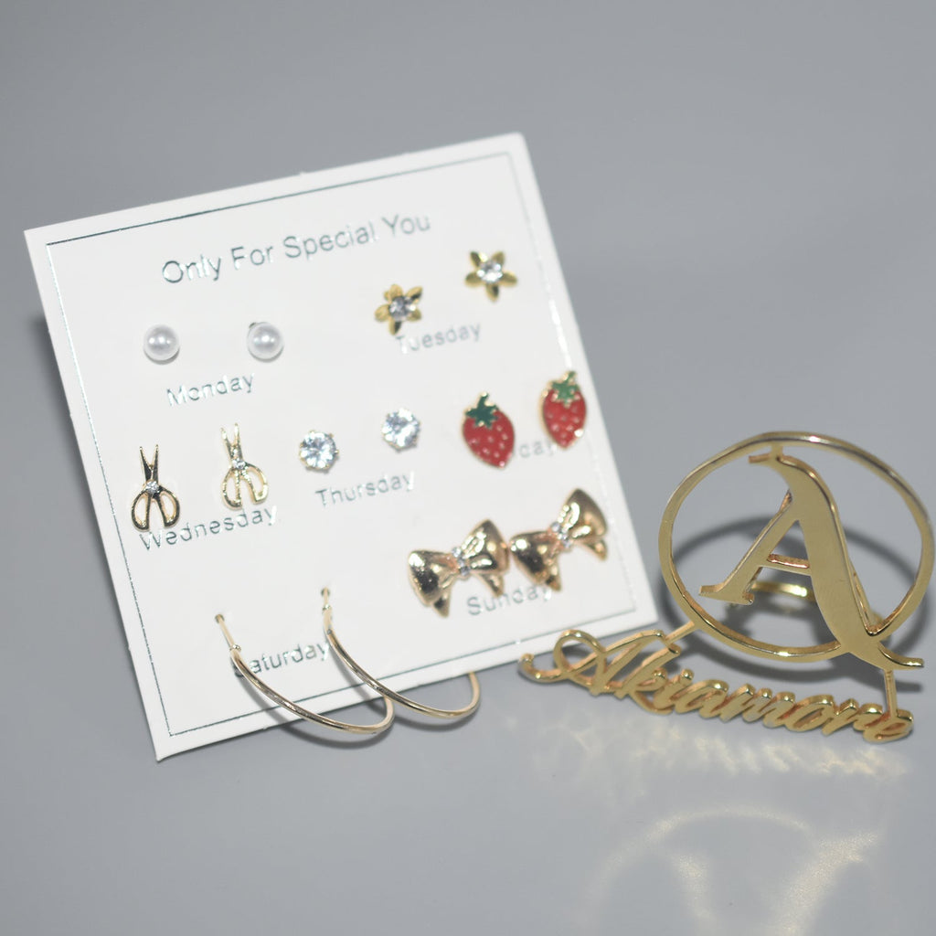 7 Pairs/Set Trendy Geometric Heart Stud Earrings Set For Women Fashion Elegant Crystal Pearl Earring Daliy 2020 Jewelry 7 pairs/set egfrmib8h-1