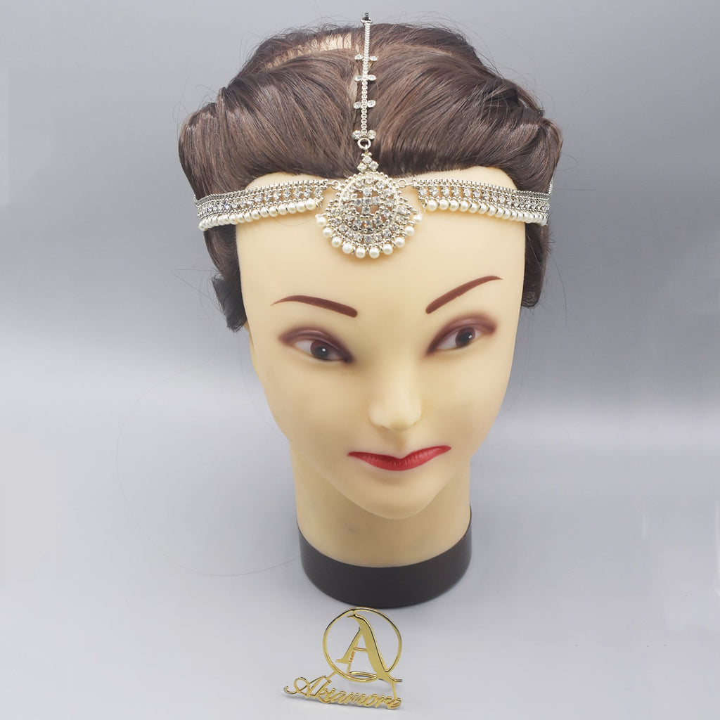 Golden Head chain Matha Patti Hair Style Head Jewelry Wedding Party –