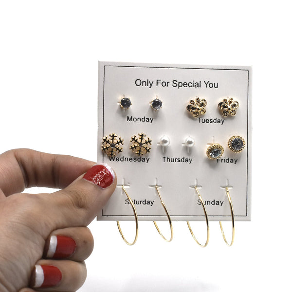 2021 New Statement Earrings for Women Fashion Jewelry Flower Silver-Plated Geometry Stud Earrings 7 Pairs Set Gifts egfrgdb9b-1