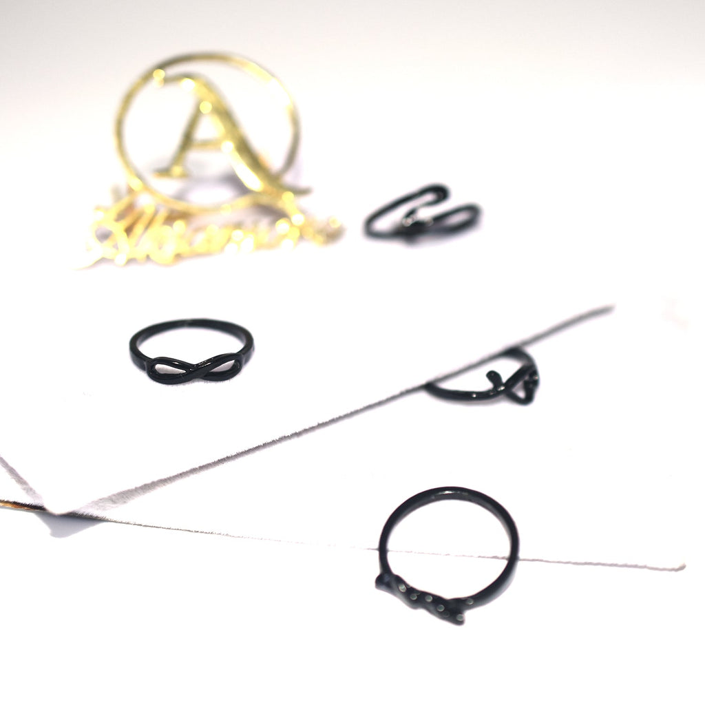 2020 New Korean Vintage  Black 4 Rings Metal Rings for Women Party Ring Jewelry fgfrbkf3m-3
