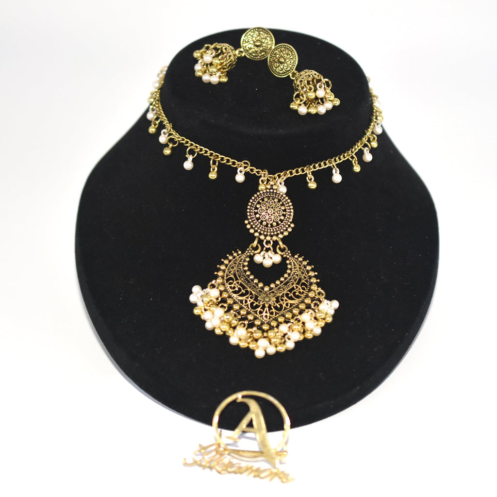 ANTIQUE GOLD NECKLACE SET BY PUNJABI TRADITIONAL JEWELLERY jtfrada7l-3