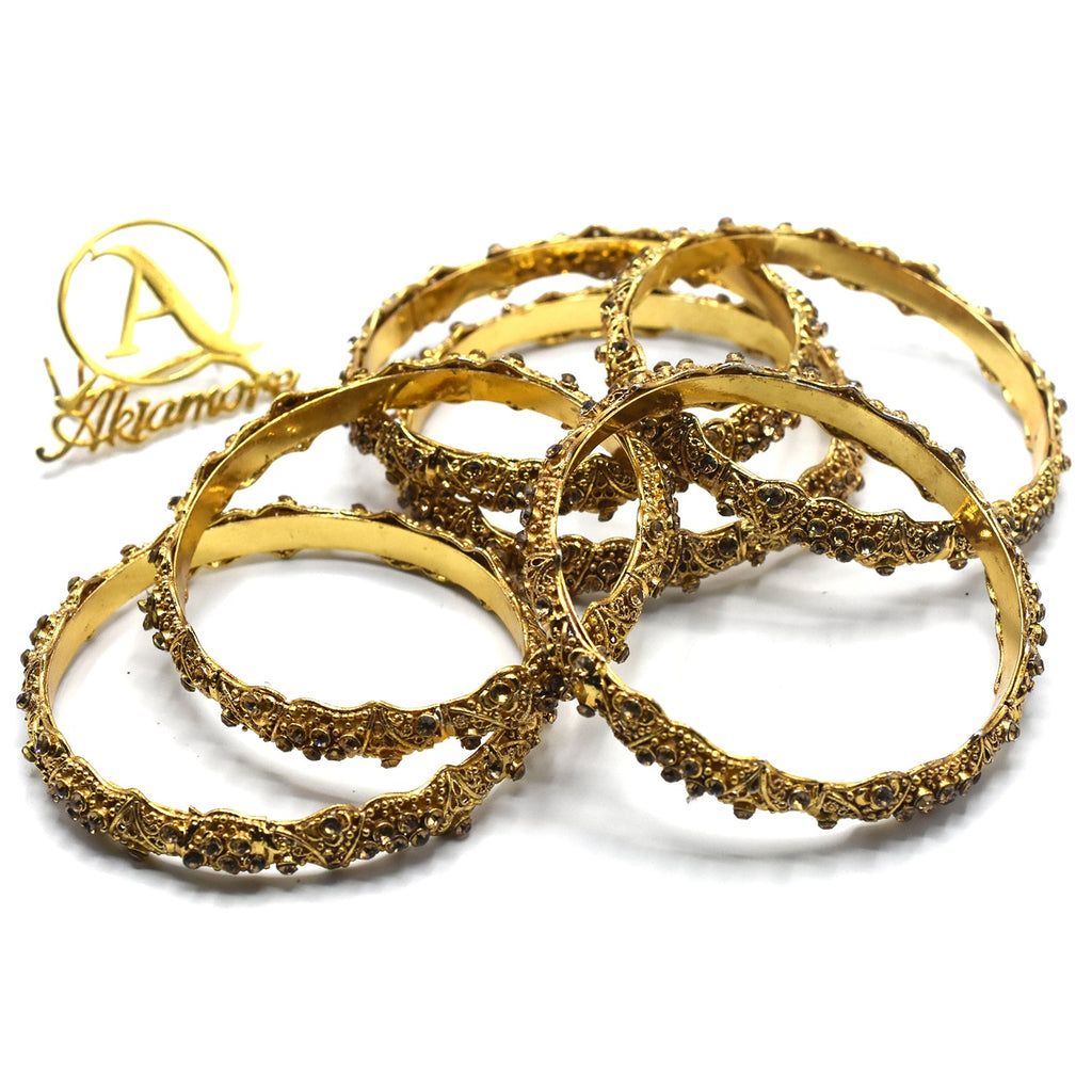 6/Pcs Dubai Gold Bangle Gold Color African Middle East Bangles Bracelets Ethiopian Jewelry 6pcs/lot Jewelry For Women Men bl26gde1d-1