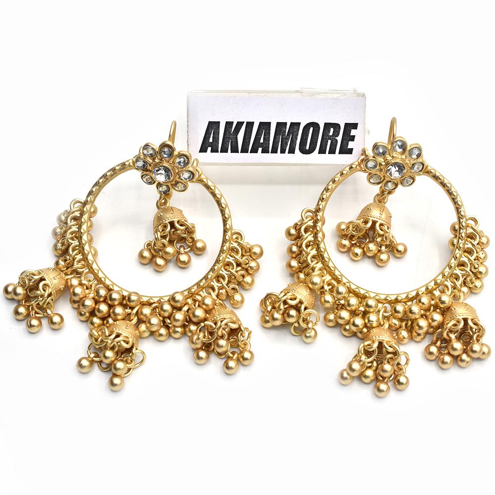 New Ethnic Vintage Women's Geometric Turkish Jhumka Earrings Indian Jewelry Gold Bell Tassel Dangling Earrings Turkey Jewelry egfradb3d-4