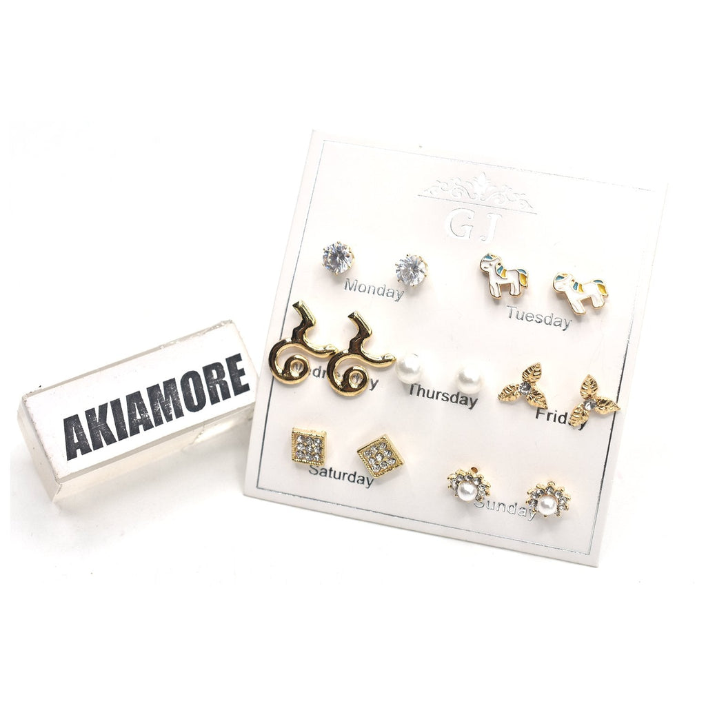 Stud Earrings Set with Card 7 Pairs/set  Crystal Earrings For Women Fashion Party Jewellery egfrgrc1c-4