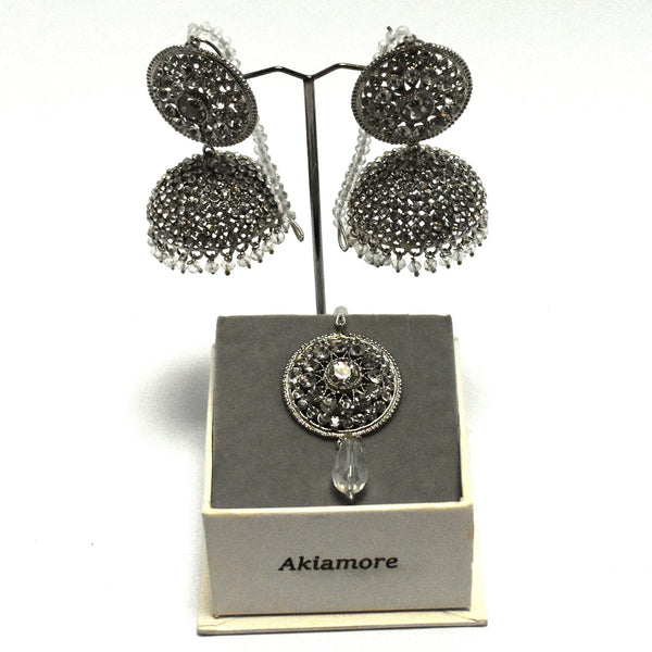 silver stylish jhumki with bindiya