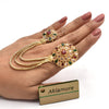 stylish double ring with green and maroon nug fgfrmgf1l-6