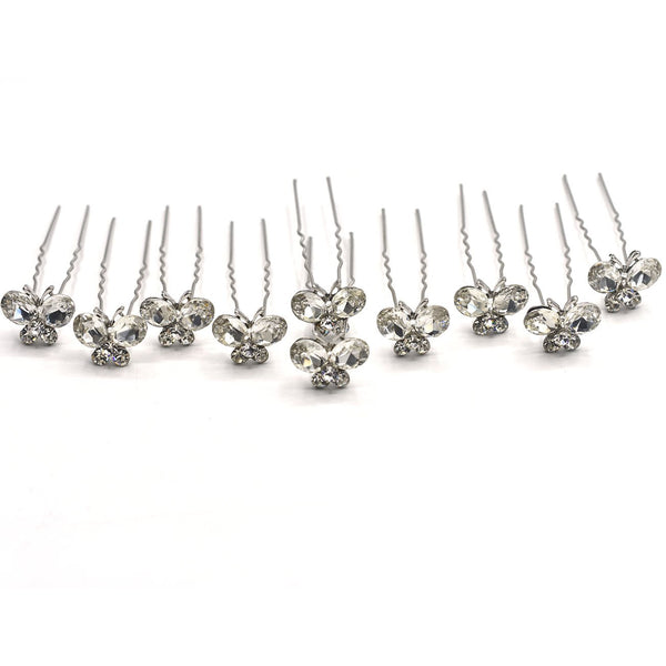 10 pcsFlower Pearl Victorian Bride Hairpin Wedding Girl's Hair Bobby Pins Party Hair Accessories Hair Pins (Silver)