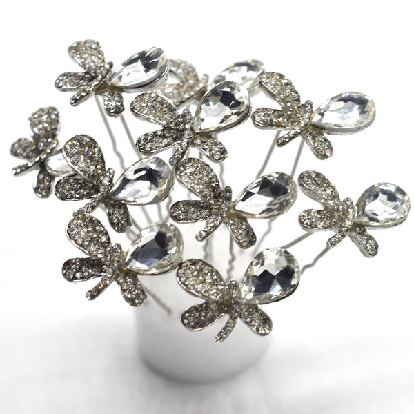 10Pcs Wedding Bridal Brides Crystal Rhinestone Flower Hair Pin Clips