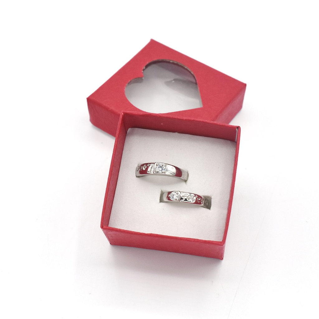 SILVER Color Crystal  Couple Rings Set Men Women Engagement Wedding Rings