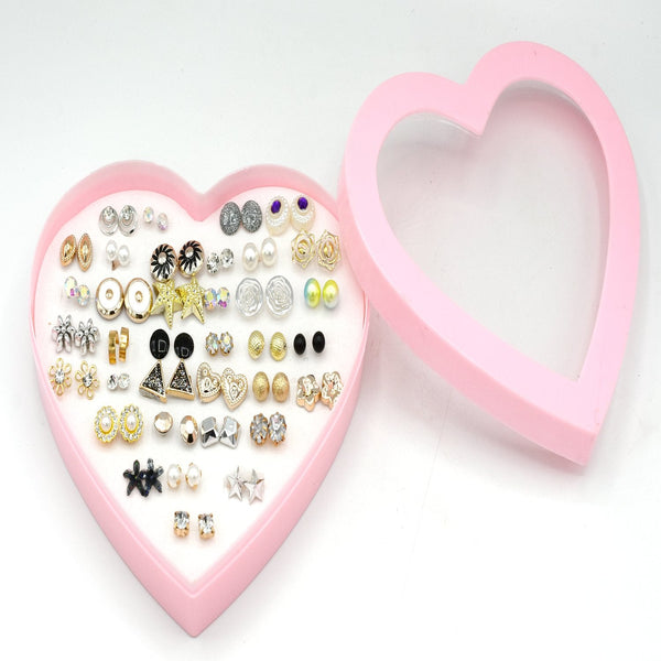 36 Pairs/Lot Mix Star Heart Flower Small Earrings Set for Women Geometric Golden Silver Color Rhinestone Stud Earring Fashion Jewelry