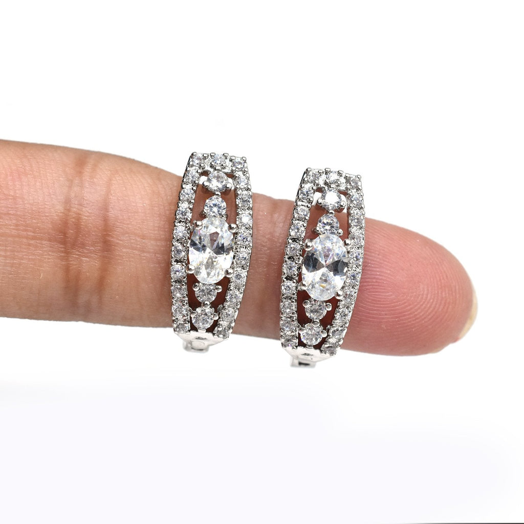 Sterling Silver Single Row Zircon Hoop Earrings For Women Fashion Jewelry Hot Sale egfrsrb3j-b
