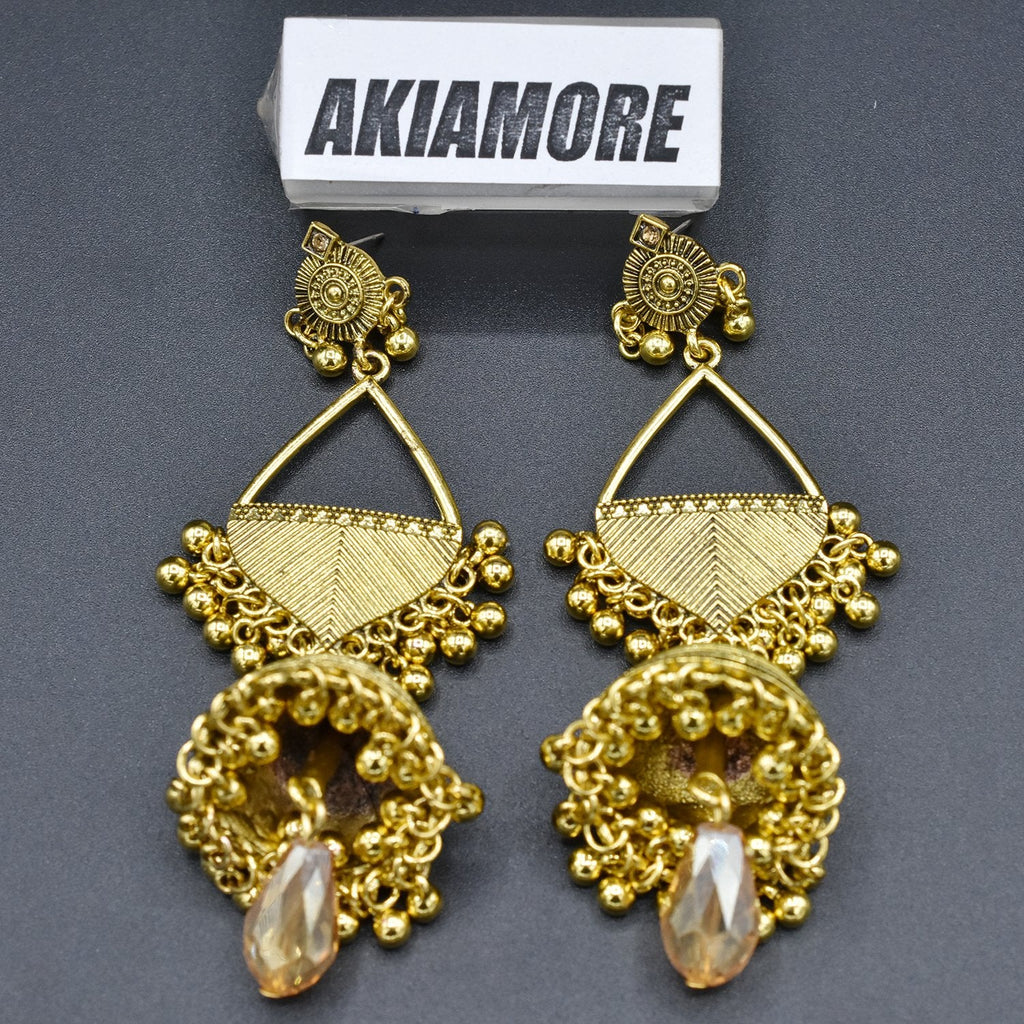 Women's Indian Jhumka Earrings Gold Sliver Color Big Bells Drop Long Tassel Hanging Earring For Women egfraeb2e-1