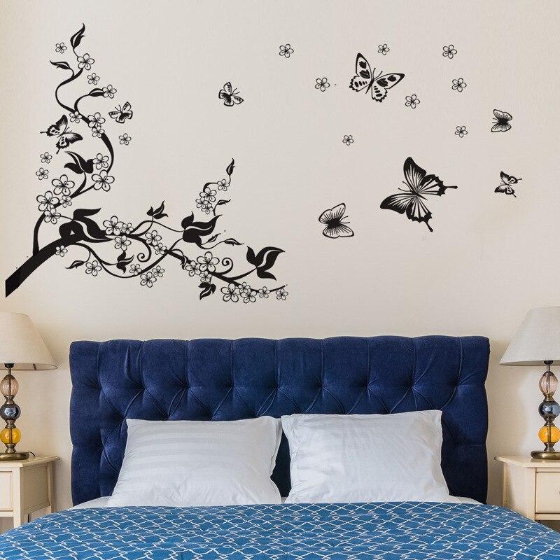 jm8062 Black Flying Butterfly Wall Stickers for Living room Bedroom Tv Sofa Background Window Glasses Home Decals Art Murals Home Decor