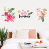 hello summer parrot flower wall stickers for living room kitchen bathroom wall decoration removable art decals mural  JM7351