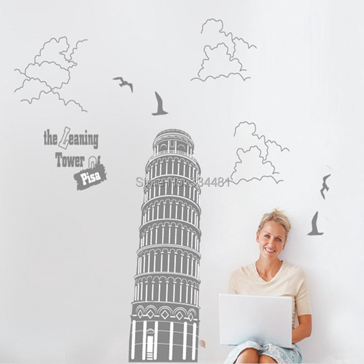 JM7231 Italy Leaning Tower of Pisa patterns wall art decoration Wall Sticker