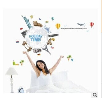 JM7260 Wrold Travel Vinyl wall sticker decal art Global Village bedroom Kids Room Wall Decor