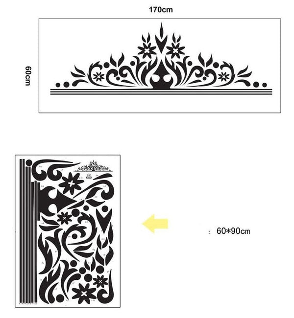 Crown Wall Sticker JM-7268 Black Vinyl Wall Paper PVC Removeable Wall Art Decor