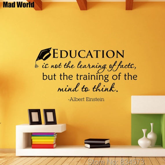 Mad World-Education Is Not The Learning Of Facts Wall Art Stickers Wall Decal Home DIY Decoration Removable Decor Wall Stickers