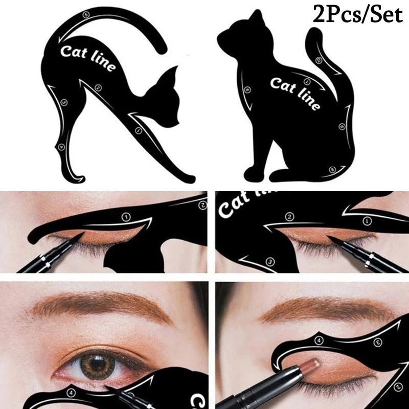 Plantillas para delineador de ojos, herramienta de maquillaje, modelo moldeador de ojos, fácil de maquillar, línea de gato, accesorios para tarjetas