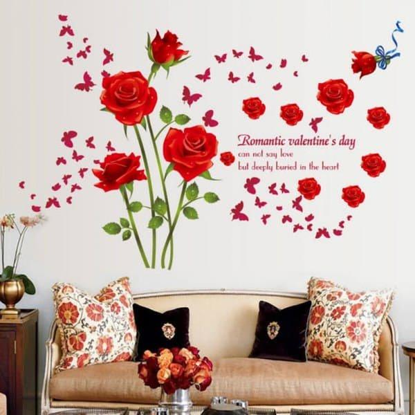 Decal wallpaper red rose sk9195