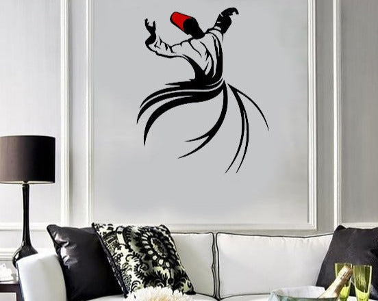 white and black Dervish dance illustration, Islamic art Calligraphy Sufi whirling Dervish, meditation Art Board Print