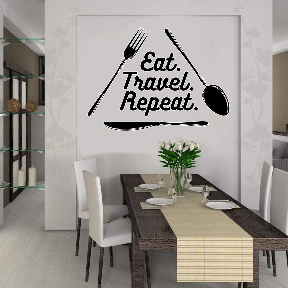 My Kitchen, My Rule Round Text Spoon Fork Pattern self adhesive Wall Sticker Decal