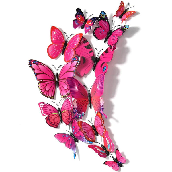 12 Pcs 3D Butterfly single lear Wall Stickers PVC Children Room Decal Home Decoration Decor