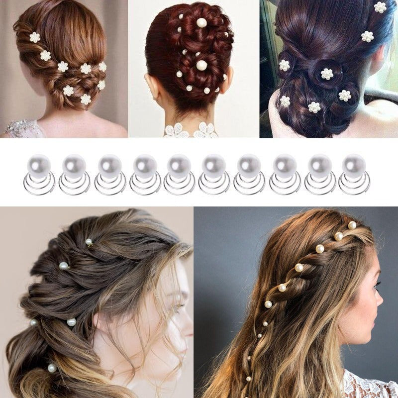 12x Wedding Bridal Hair Pins Rhinestone Twists Coil Flower Swirl Spiral  Hairpins
