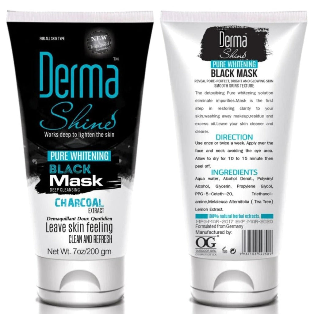 Derma Shine Pure Whitening Charcoal Black Mask 200 GM