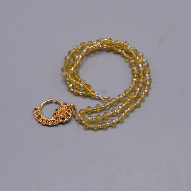 Bhaubhali Golden Nath With Crustal Osm design Non piercing