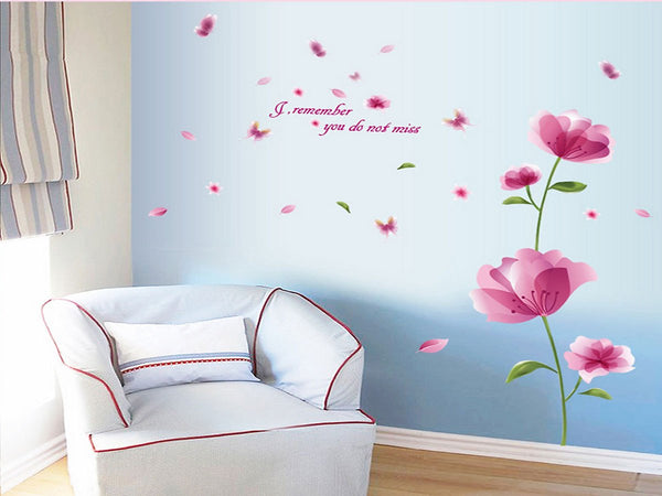 Sk9117 Pink Flower 3D Wall Sticker