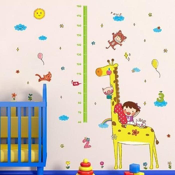 XL8203 Kids room cartoon giraffe measuring height wall sticker cute animal cloud child growth scale sticker baby bedroom decoration