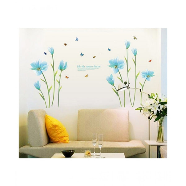 Blue lily flower Romantic weding bedroom wall sticker Entrance TV sofa background Decorative Wall Stickers SK9029