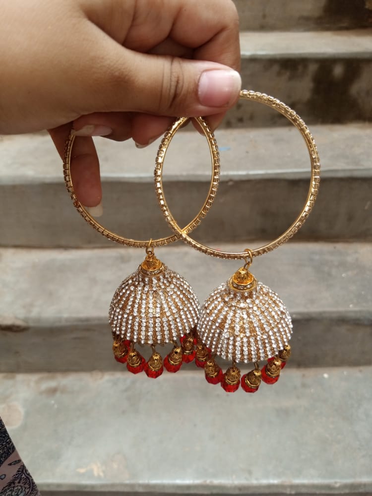 22 carat gold Fancy Latkan Earrings 037 - Prayosha