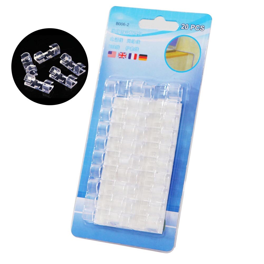 20Pcs Transparent Self Stick Wire Data Cable Cord Clips Clamp Table Wall Tidy Back Adhesive Organizer Holder  hrfrclv1h-1