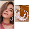 Fashionable Design White Pearl Hoop Earrings