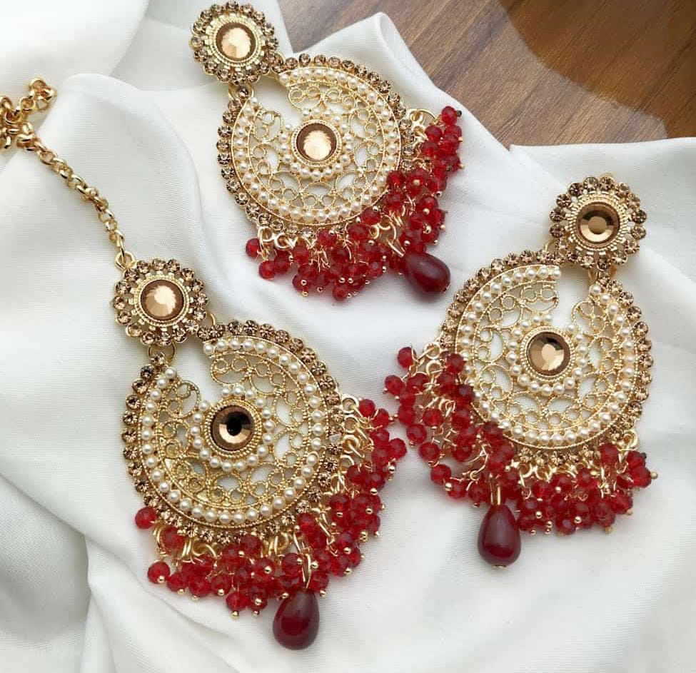 Multi Color Stylish Design Jhumka Tikka Earrings Jewellery Sets for Gi –  AKIAMORE
