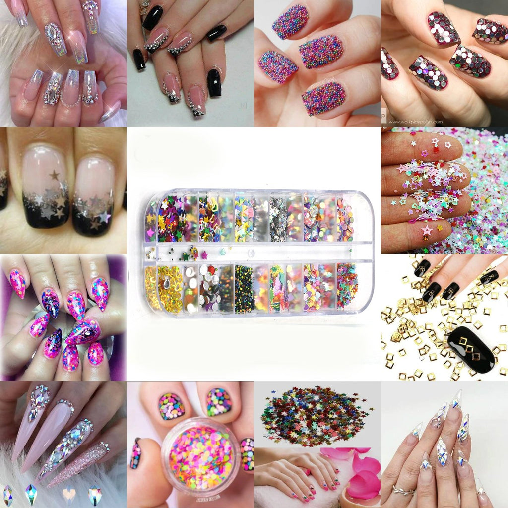 Nail Art Decorations  Colorful Nail Rhinestones Beads Pearls DIY Manicure Nail Ornaments Jewelry