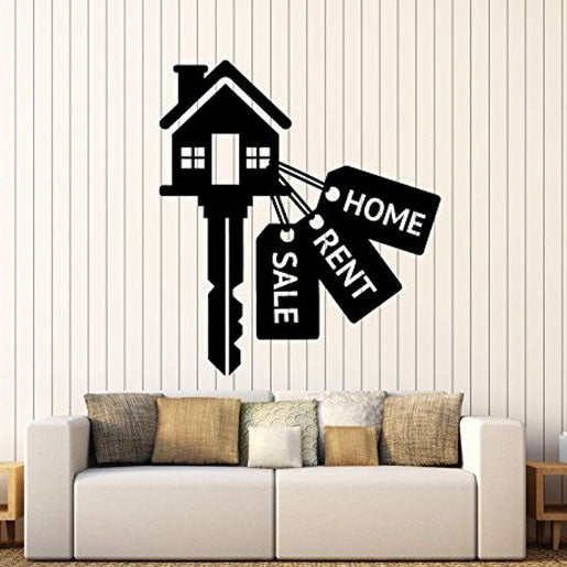 Art of Decals Amazing Home Decor-Vinyl Wall Decal Real Estate Keys House Home Rent Stickers Murals Large Decor Made in The USA Removable